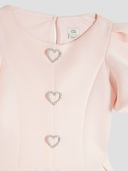 River Island Pink Girls Scuba Bow Skater Puff Dress - Image 4 of 5