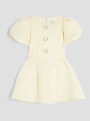 River Island Yellow Girls Scuba Bow Skater Puff Dress - Image 1 of 4