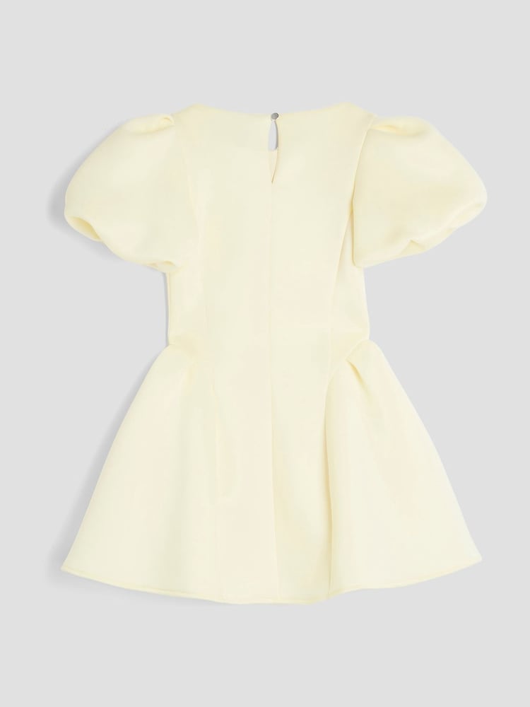 River Island Yellow Girls Scuba Bow Skater Puff Dress - Image 2 of 4