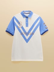 Joules Cream/Blue Embellished Cotton Pique Polo Shirt - Image 10 of 10