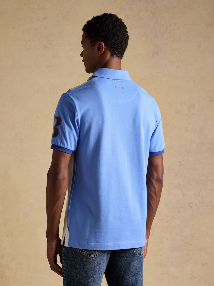 Joules Cream/Blue Embellished Cotton Pique Polo Shirt - Image 2 of 10