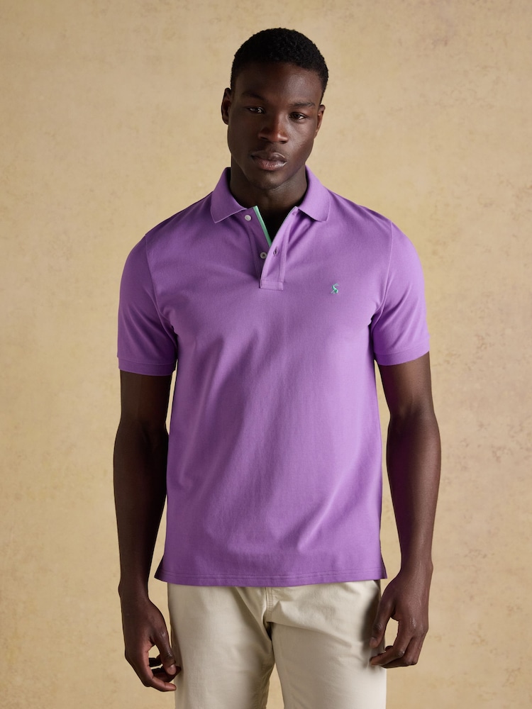 Joules Woody Purple Cotton Pique Short Sleeve Polo Shirt - Image 1 of 8