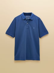 Garment Dyed Blue Cotton Pique Polo Shirt - Image 6 of 6