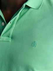 Garment Dyed Green Cotton Pique Polo Shirt - Image 4 of 8