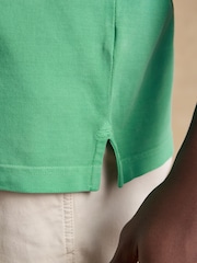 Garment Dyed Green Cotton Pique Polo Shirt - Image 5 of 8