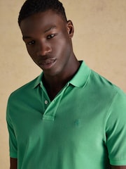 Garment Dyed Green Cotton Pique Polo Shirt - Image 6 of 8