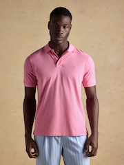 Garment Dyed Pink Cotton Pique Polo Shirt - Image 1 of 8
