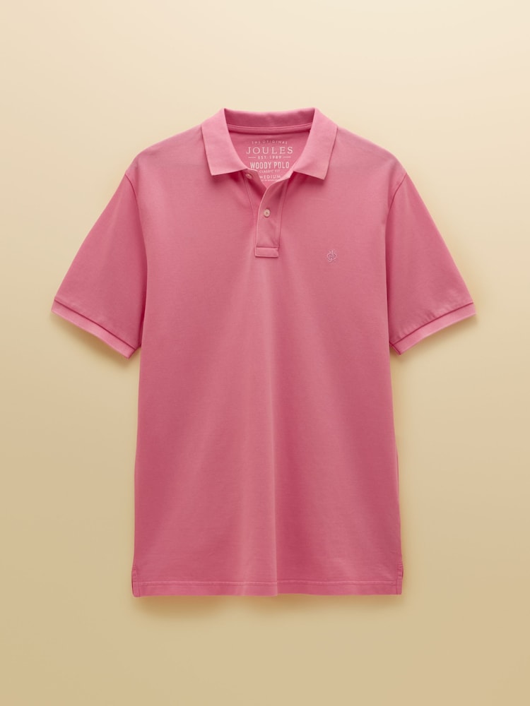 Garment Dyed Pink Cotton Pique Polo Shirt - Image 8 of 8