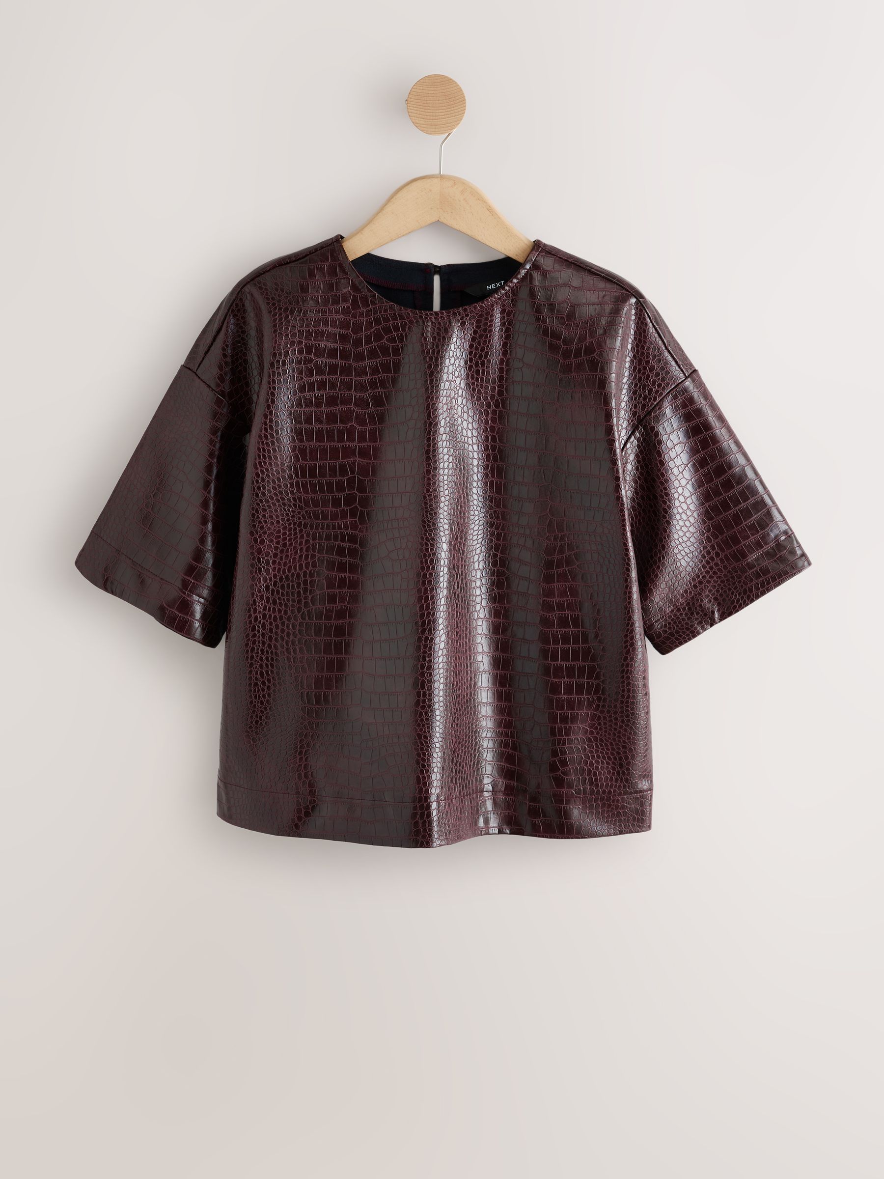 Buy Burgundy Red Faux Leather Croc Effect T-Shirt from Next USA