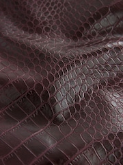 Burgundy Red Faux Leather Croc Effect T-Shirt - Image 8 of 8
