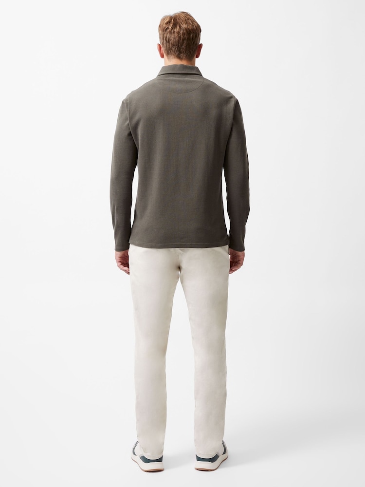 French Connection Green 100% Cotton Long Sleeve Button Up Polo Shirt - Image 4 of 6