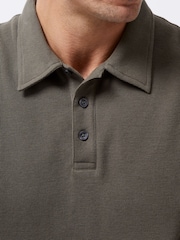 French Connection Green 100% Cotton Long Sleeve Button Up Polo Shirt - Image 5 of 6