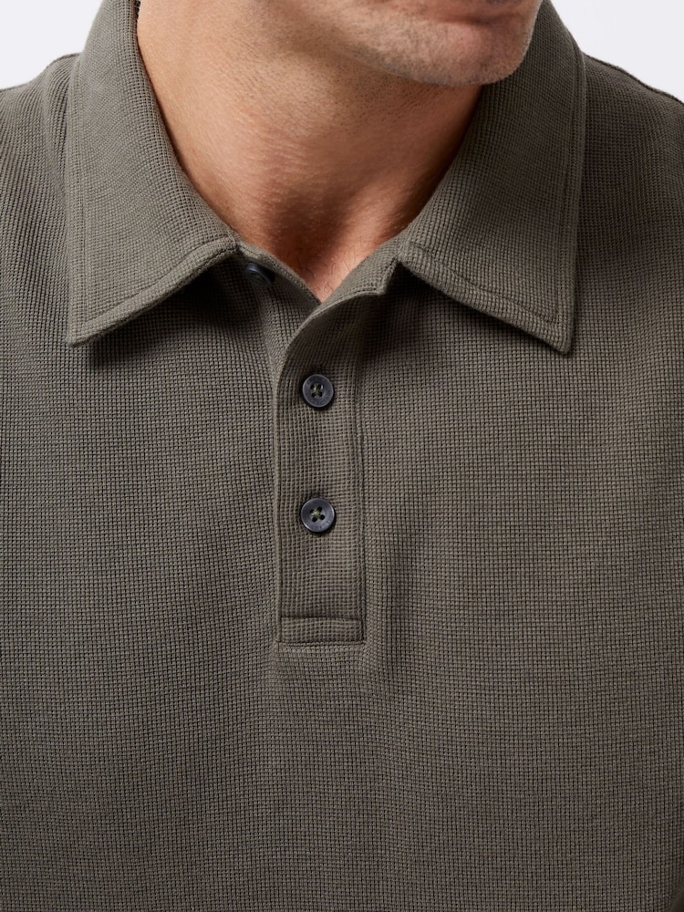 French Connection Green 100% Cotton Long Sleeve Button Up Polo Shirt - Image 5 of 6
