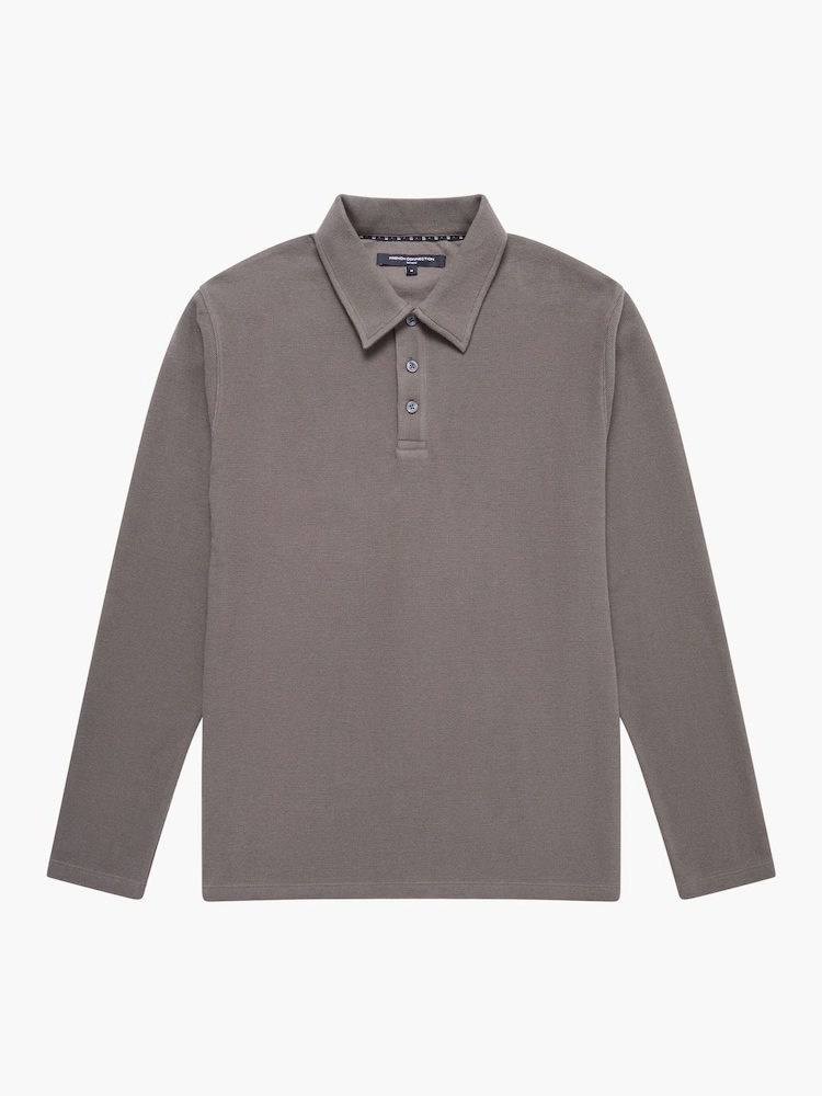 French Connection Green 100% Cotton Long Sleeve Button Up Polo Shirt - Image 6 of 6