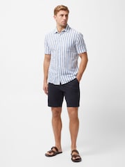 French Connection White 100% Cotton Stripe Short Sleeve Chest Pocket Button Up Shirt - Image 2 of 6