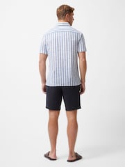 French Connection White 100% Cotton Stripe Short Sleeve Chest Pocket Button Up Shirt - Image 3 of 6