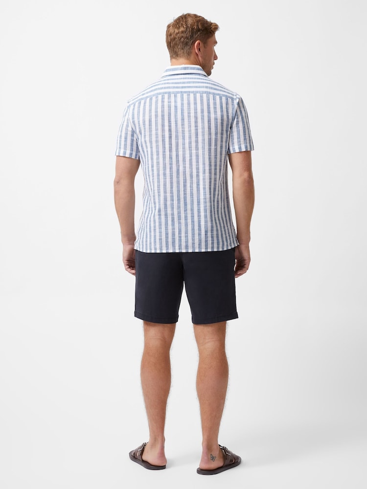 French Connection White 100% Cotton Stripe Short Sleeve Chest Pocket Button Up Shirt - Image 3 of 6