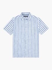 French Connection White 100% Cotton Stripe Short Sleeve Chest Pocket Button Up Shirt - Image 6 of 6