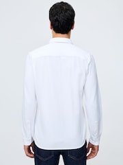 French Connection White Stretch Pique Jersey Long Sleeve Button Up Shirt - Image 3 of 4