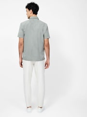 French Connection Grey Cotton Blend Scribble Print Short Sleeve Chest Pocket Button Up Shirt - Image 2 of 5