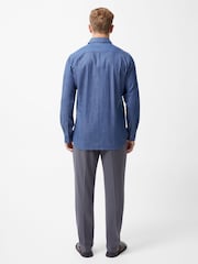 French Connection Blue 100% Cotton Chambray Stripe Long Sleeve Button Up Shirt - Image 2 of 6