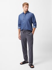 French Connection Blue 100% Cotton Chambray Stripe Long Sleeve Button Up Shirt - Image 3 of 6
