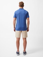 French Connection Blue Cotton Blend Stretch Open Collar Short Sleeve Polo Top - Image 2 of 5