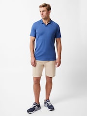 French Connection Blue Cotton Blend Stretch Open Collar Short Sleeve Polo Top - Image 3 of 5