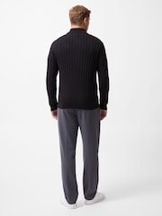 French Connection Blue Blend Ribbed Knit 1/4 Zip Jumper - Image 5 of 6