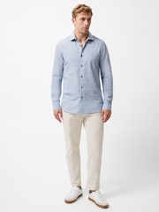 French Connection Blue 100% Cotton Slim Fit Striped Long Sleeve Button Up Shirt - Image 2 of 6