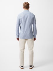 French Connection Blue 100% Cotton Slim Fit Striped Long Sleeve Button Up Shirt - Image 3 of 6