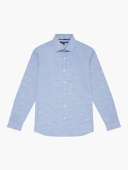 French Connection Blue 100% Cotton Slim Fit Striped Long Sleeve Button Up Shirt - Image 6 of 6