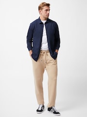 French Connection Blue Stretch Pique Jersey Long Sleeve Button Up Shirt - Image 2 of 5