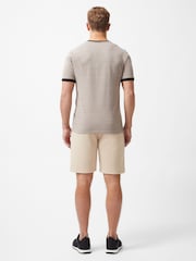 French Connection Natural Cotton Blend Textured T-Shirt with Contrast Neck and Cuffs - Image 2 of 5