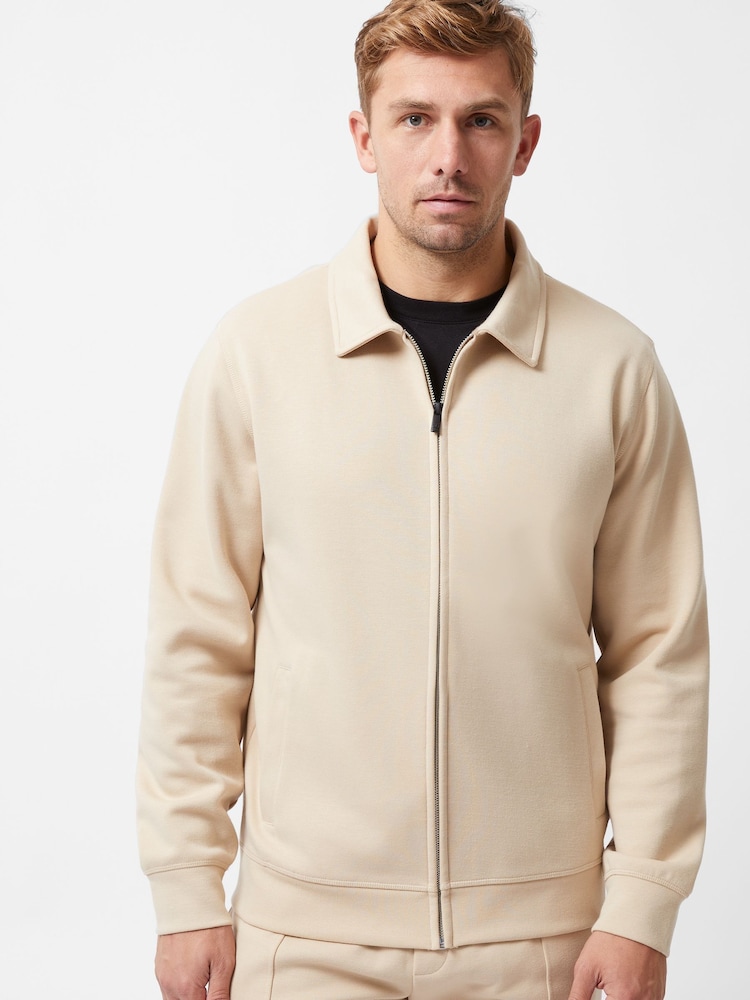 French Connection Natural Blend Zip Through Stretch Collared Sweatshirt - Image 1 of 6