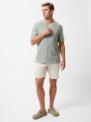 French Connection Green 100% Cotton Seersucker Crinkle Short Sleeve Button Up Shirt - Image 2 of 4