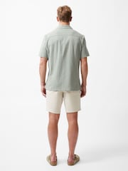 French Connection Green 100% Cotton Seersucker Crinkle Short Sleeve Button Up Shirt - Image 3 of 4