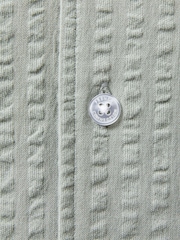 French Connection Green 100% Cotton Seersucker Crinkle Short Sleeve Button Up Shirt - Image 4 of 4