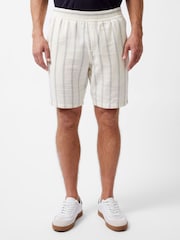 French Connection Natural 100% Cotton Striped Knit Stretch Shorts - Image 1 of 4