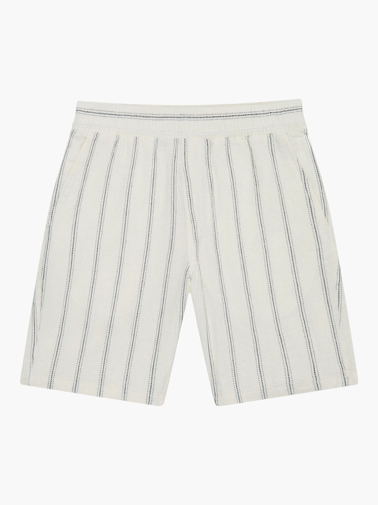 French Connection Natural 100% Cotton Striped Knit Stretch Shorts - Image 4 of 4