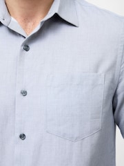 French Connection Grey 100% Cotton Chest Pocket Long Sleeve Button Up Shirt - Image 4 of 5
