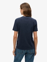 Superdry Blue Venue Metallic Relaxed 100% Cotton T-Shirt - Image 2 of 5