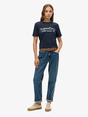 Superdry Blue Venue Metallic Relaxed 100% Cotton T-Shirt - Image 3 of 5
