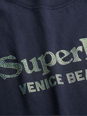 Superdry Blue Venue Metallic Relaxed 100% Cotton T-Shirt - Image 5 of 5