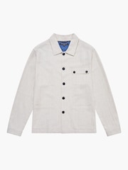 French Connection Natural Cotton Blend Herringbone Button Up Chore Shacket Overshirt - Image 6 of 6