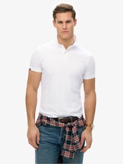Superdry White Essential 100% Cotton Jersey Polo Top - Image 1 of 5