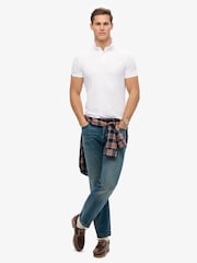 Superdry White Essential 100% Cotton Jersey Polo Top - Image 3 of 5