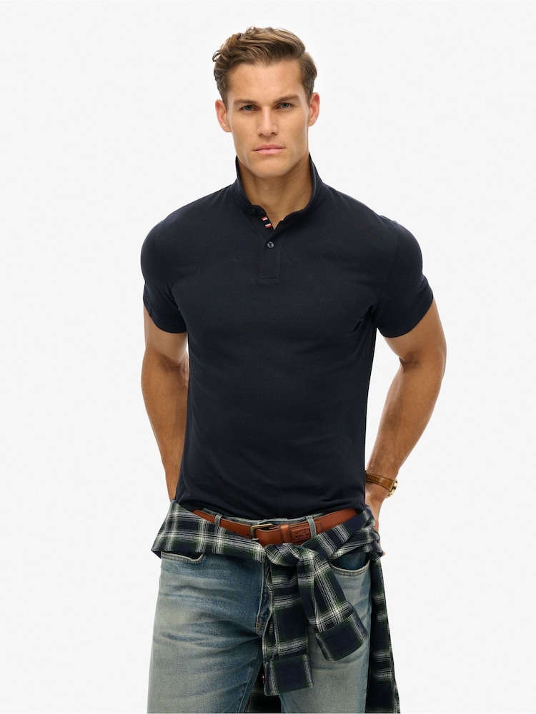 Superdry Blue Dark City Pique Polo Shirt - Image 1 of 6