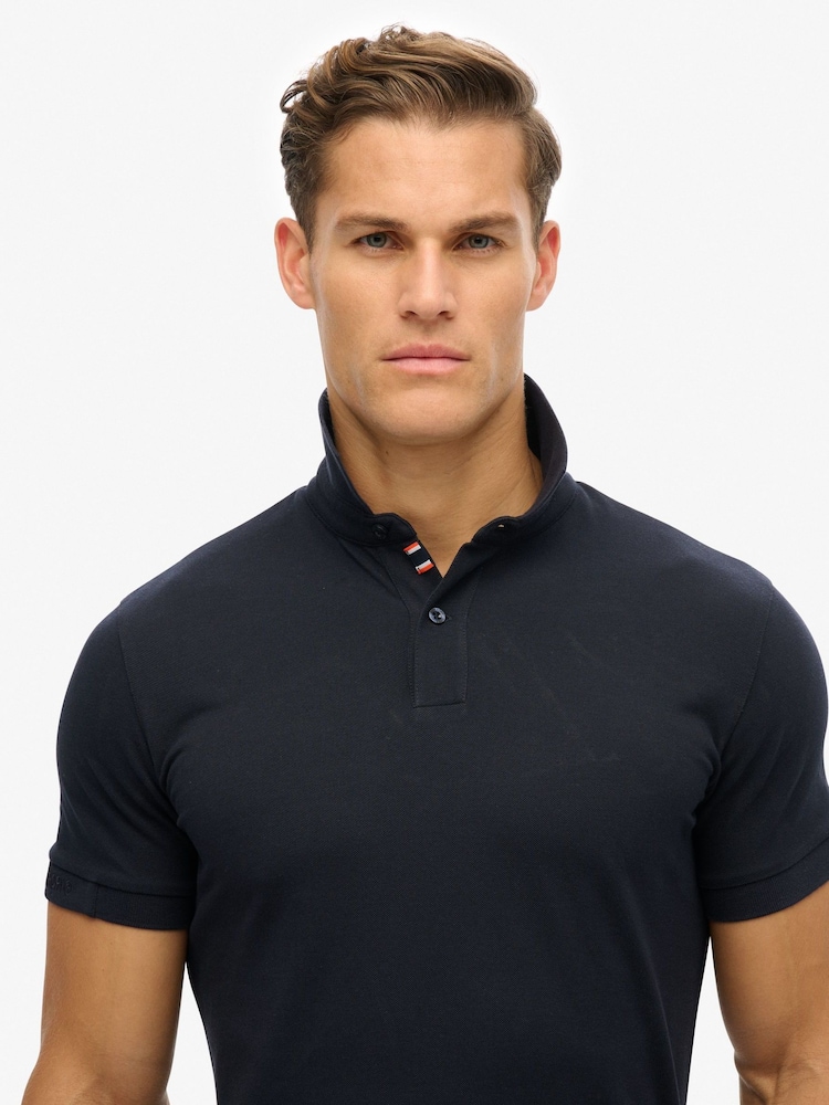 Superdry Blue Dark City Pique Polo Shirt - Image 4 of 6