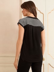 Love & Roses Silver Colourblock Satin Front T-Shirt - Image 4 of 4
